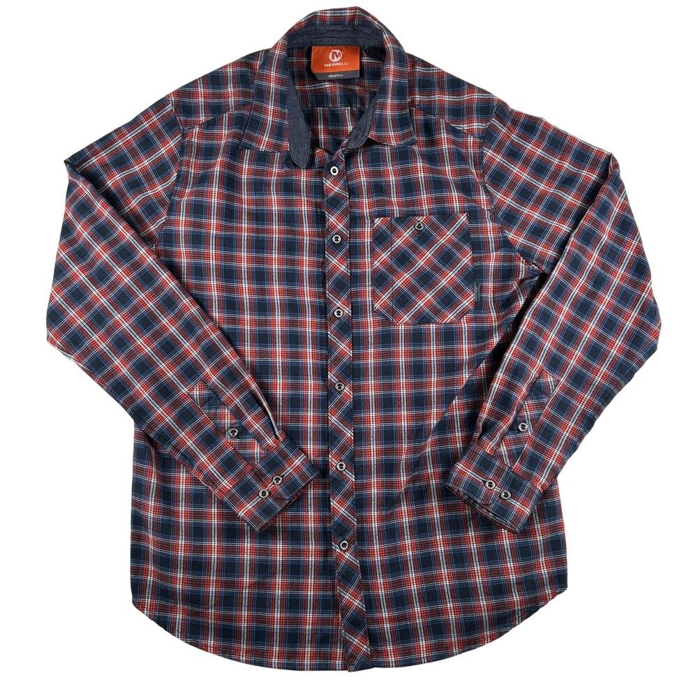 Merrell Shirt Mens Large Blue Red Plaid Long Sleeve Button Up SelectWick Casual